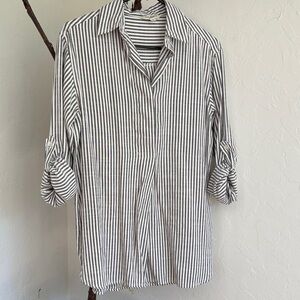 Max Studio Black and White Striped Tunic